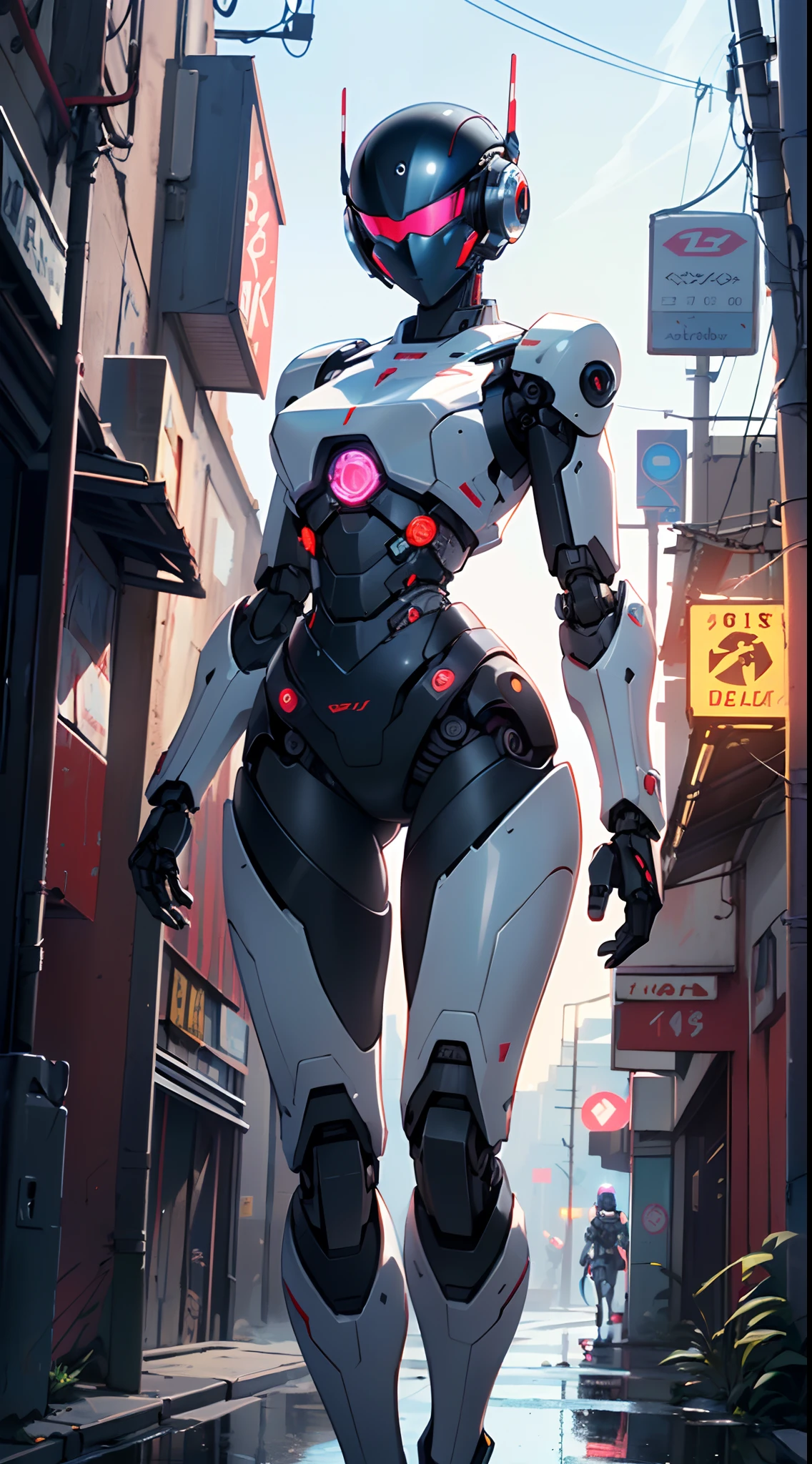 (((girl robot))),assaultron, itrobo2022, 1girl,robot,humanoid robot,robot joints,joints,black robot helmet,black armor,head-mounted display,humanoid robot,white robot joints,one-eyed,white joints,no humans,((black armor)),wide hips,curvy,mechanical arms,crotch plate,science fiction,post-apocalypse,outside,large breasts:1.4,(very long legs:1.4),
reelmech,cyborg girl,(cyborg girl:1.5),android,((mechanical robot girl)),
(((doll))),((((black skin,doll joints:1.5,mechanical hands:1.5,black armored dress,tesla coils,mechanical doll:1.5,Body of a machine,black metallic skin,ball joint,cyborg:1.5,robotic parts,robot)))),(Mechanical joints: 1.4,Mechanical limbs),mecha armor suit, full face armor, full body armor,
lot of rgb,(spider lower abdomen),
(nsfw),
motorcycle black helmet,(wearing head-mounted display that is chunky and hi-tech with neon lights:1.2),corporate logos,complete black helmet,no face,black body,black skin,black robotic body,((((technological face mask,Cybernetic_Jawless, black mask)))),
(dynamic pose:1.0),solo focus,embarrassed,(centered,scale to fit dimensions,Rule of thirds),
cyberpunk city by the ocean at night, with bright neon signs and dark stormy clouds and puddles, scenery:1.25,
highres, sharp focus, (ultra detailed, extremely detailed), (photorealistic artwork:1.37),(extremely detailed CG unity 8k wallpaper),((synthwave background theme)),(((vibrant colors))),(intricate background),(masterpiece),(best quality),