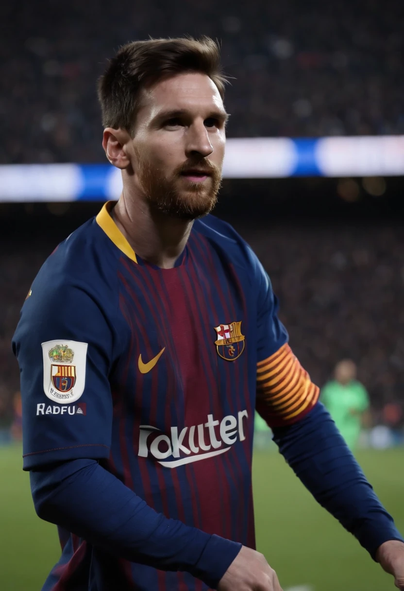 messi, terno barcelona, levantando trofeu (pele detalhada)