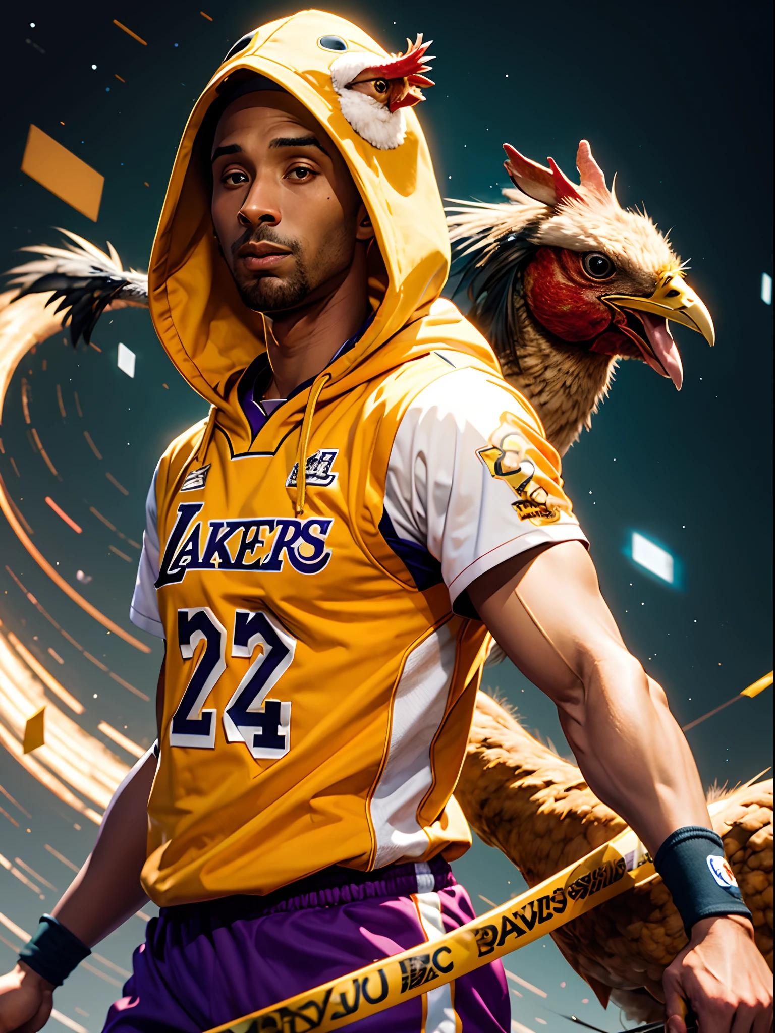 kobe bryant,Wear a chicken hood