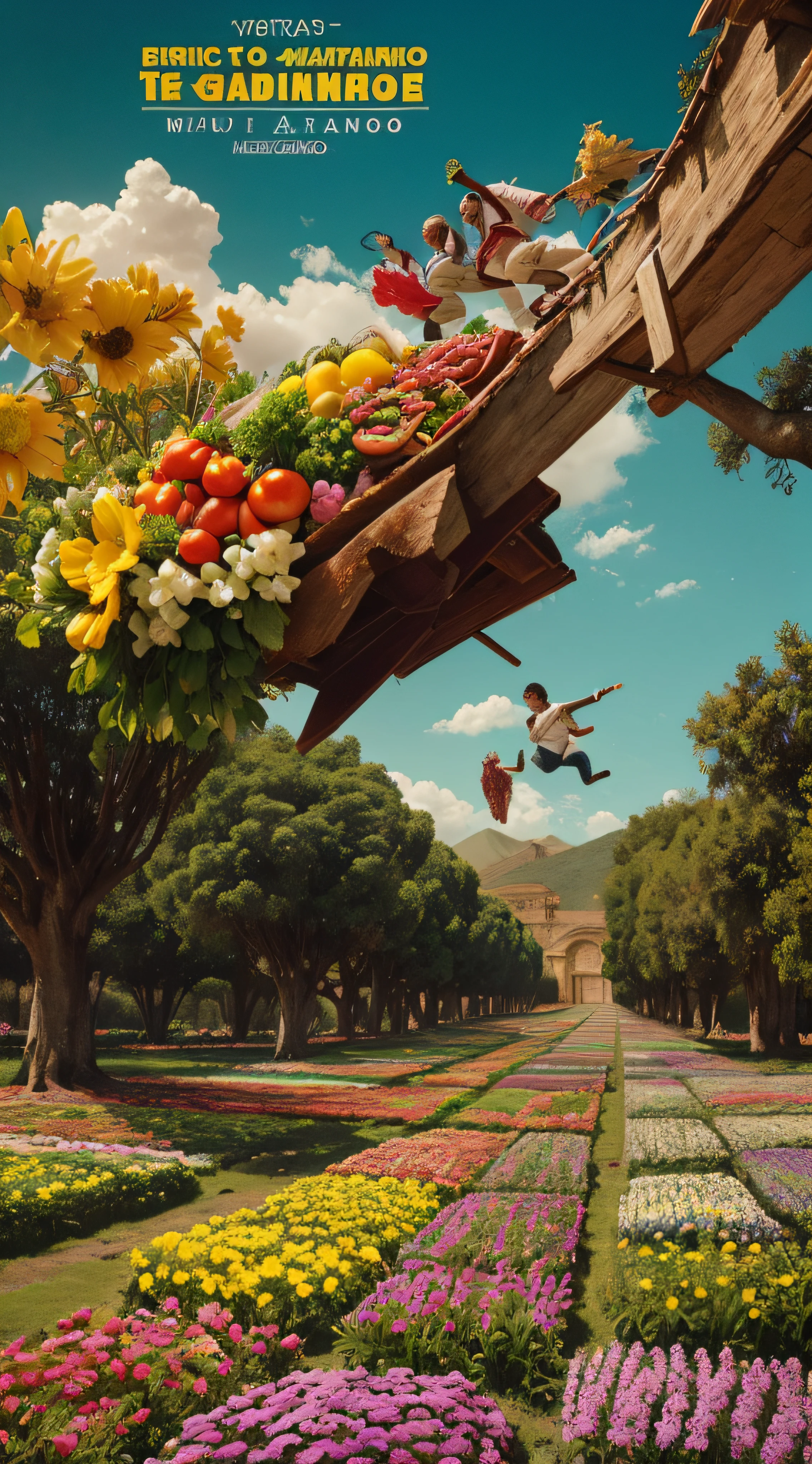 (extremadamente detallado, obra maestra, La mejor calidad, foto antigua, principios de siglo, VHS Aesthetics) mutant grotesk jumping. Vegetables from another dimension. Epic flowers far away, organic trees with meat. Luz noche.