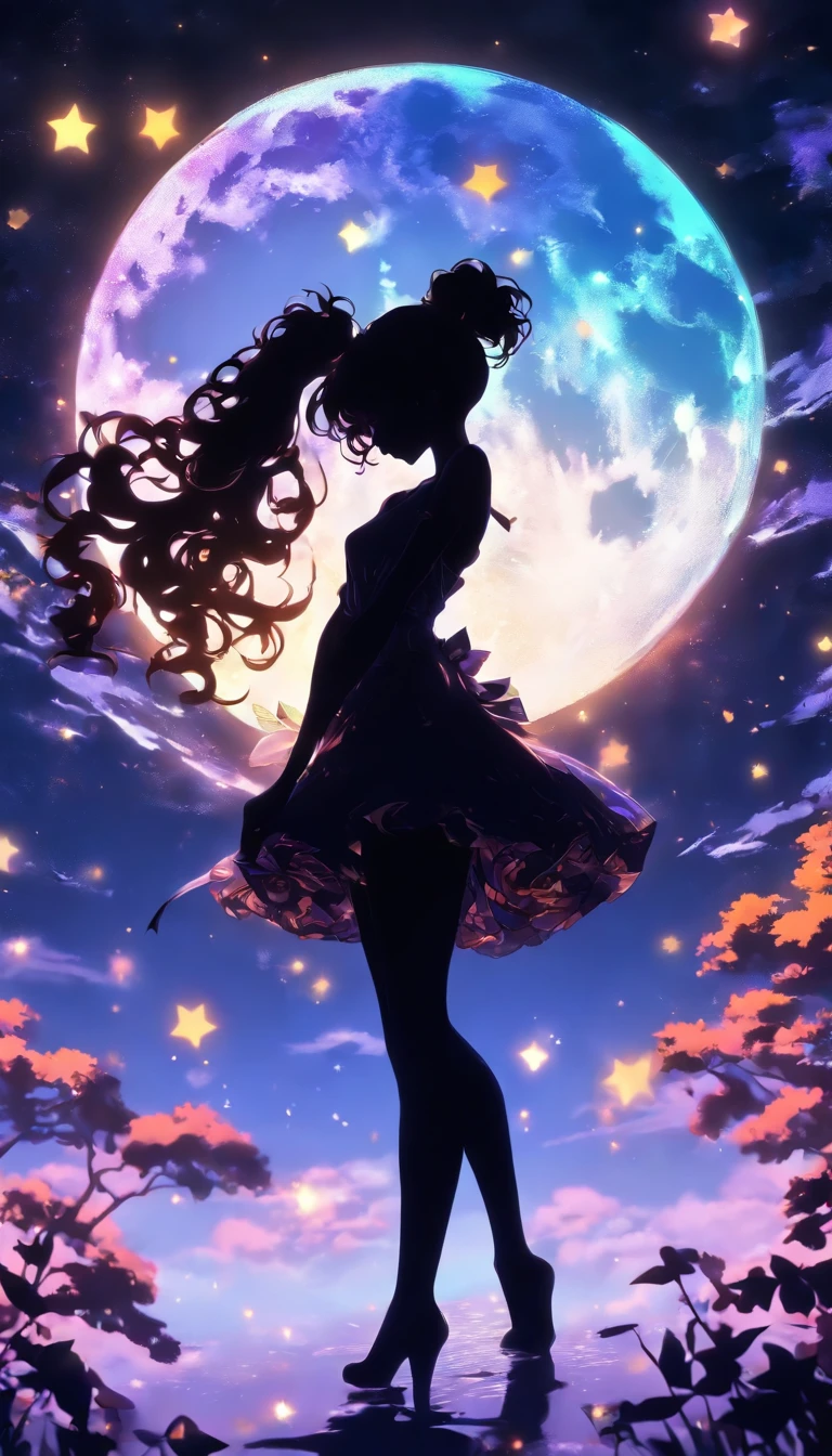 (Silhouette art,)(hmjupiter),High ponytail,
(((arte em papel cortado,A world where only black exists:1.3),
(Full body shot),1lady,Solo,willowy body,Slim body,
(JK,profile:1.2),White,Moonlight,The moon behind,Delicate legs,Delicate legs,Extremely long legs)),Slender,Beautiful legs,
sunder
(Dark moon)
Textured glass background,dreamy,psychedelic,