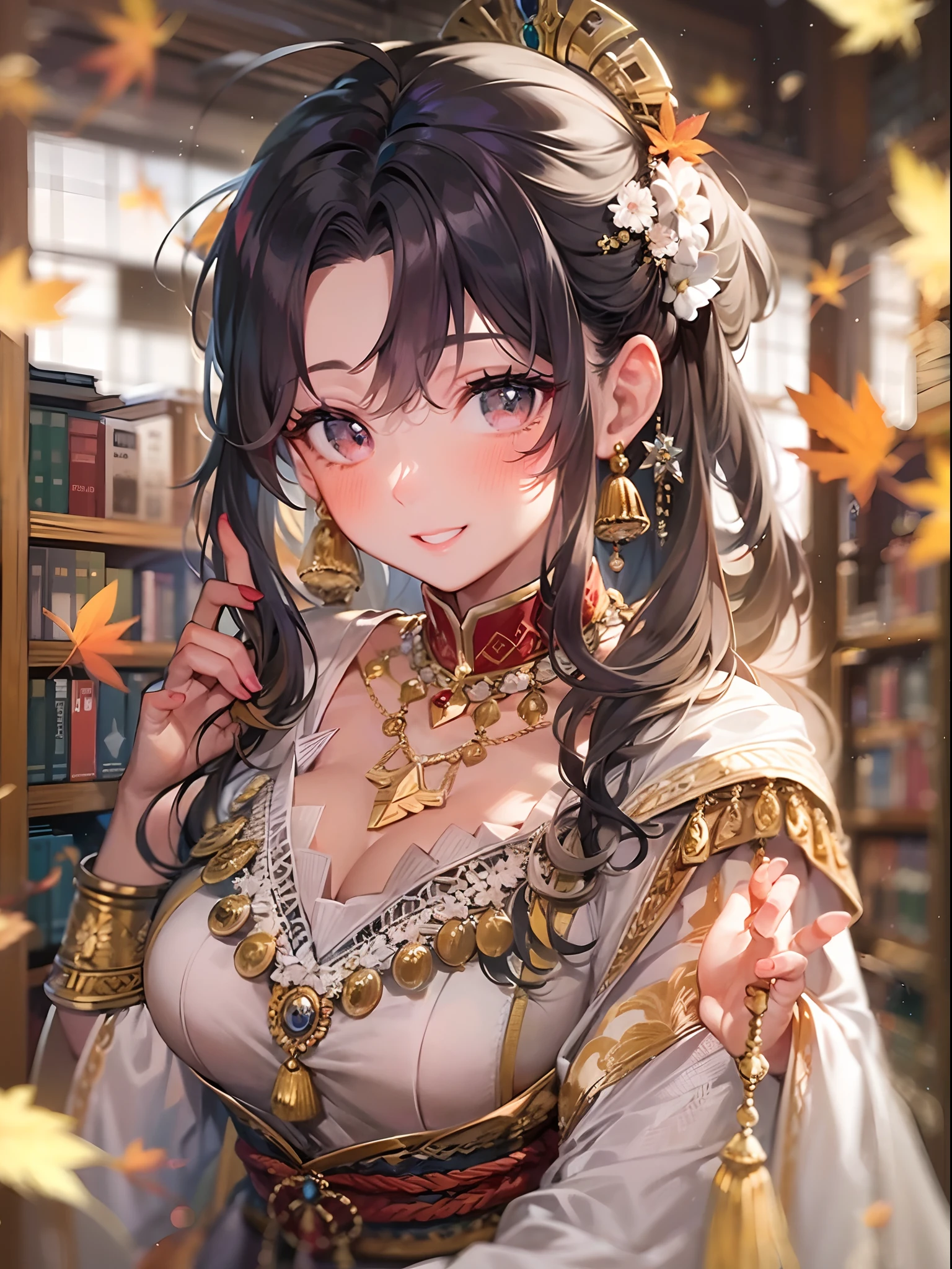 ((highest quality)), ((masterpiece)), (Get used to it), Perfect Face , beautiful girl , Black tea , Big Breasts , Long and beautiful hair , Braided hair ,