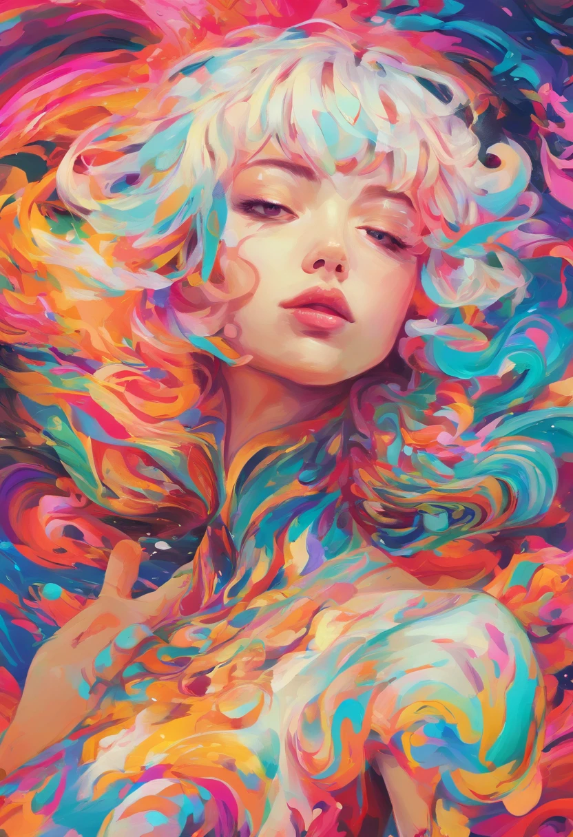 ((top-quality, 8K)), (Realistic), (Face Focus: 1.1), (white and black: 1.3), Kawaii Girl, short-hair, 
Hair fluttering in the wind, Facing to the side, Look up at your face, Eyes closed, (Sleeveless: 1.1)、Skirt, D Cup Breasts,