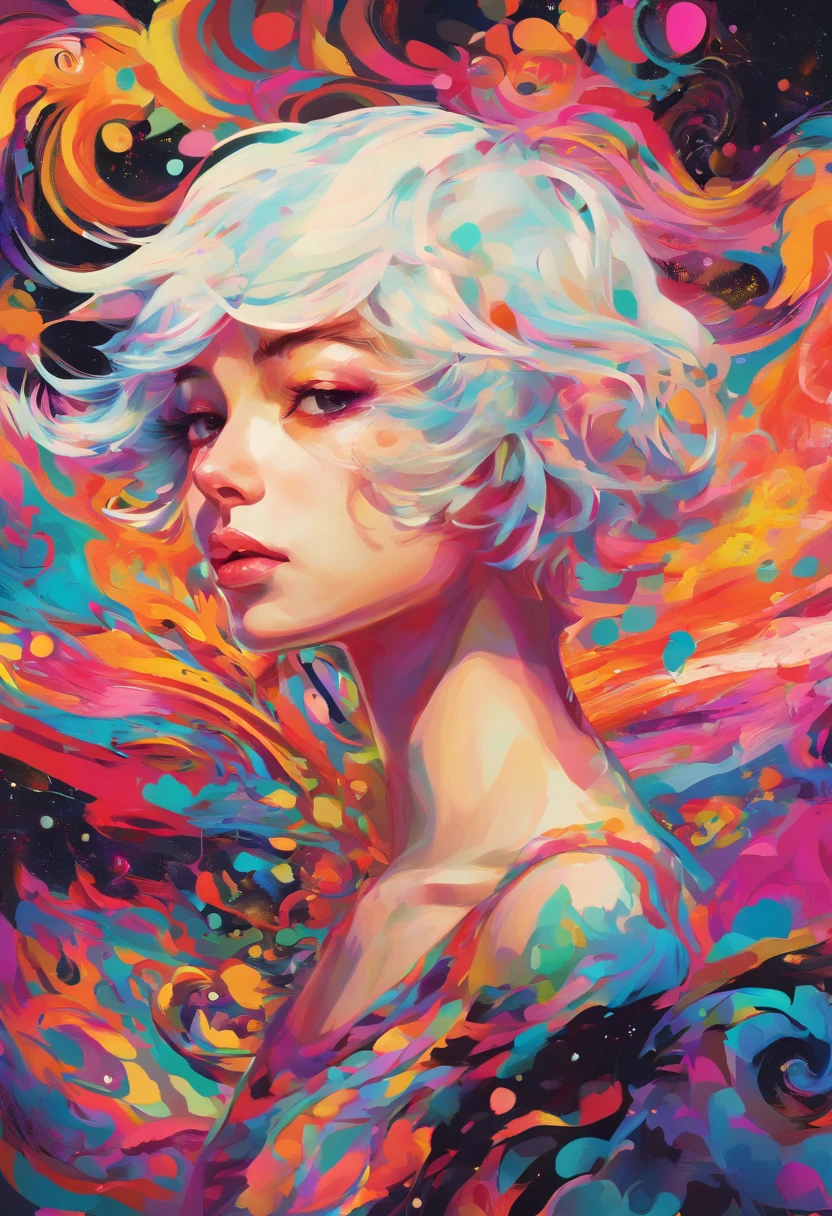 ((top-quality, 8K)), (Realistic), (Face Focus: 1.1), (white and black: 1.3), Kawaii Girl, short-hair,
Hair fluttering in the wind, Facing to the side, Look up at your face, Eyes closed, (Sleeveless: 1.1)、Skirt, D Cup Breasts,