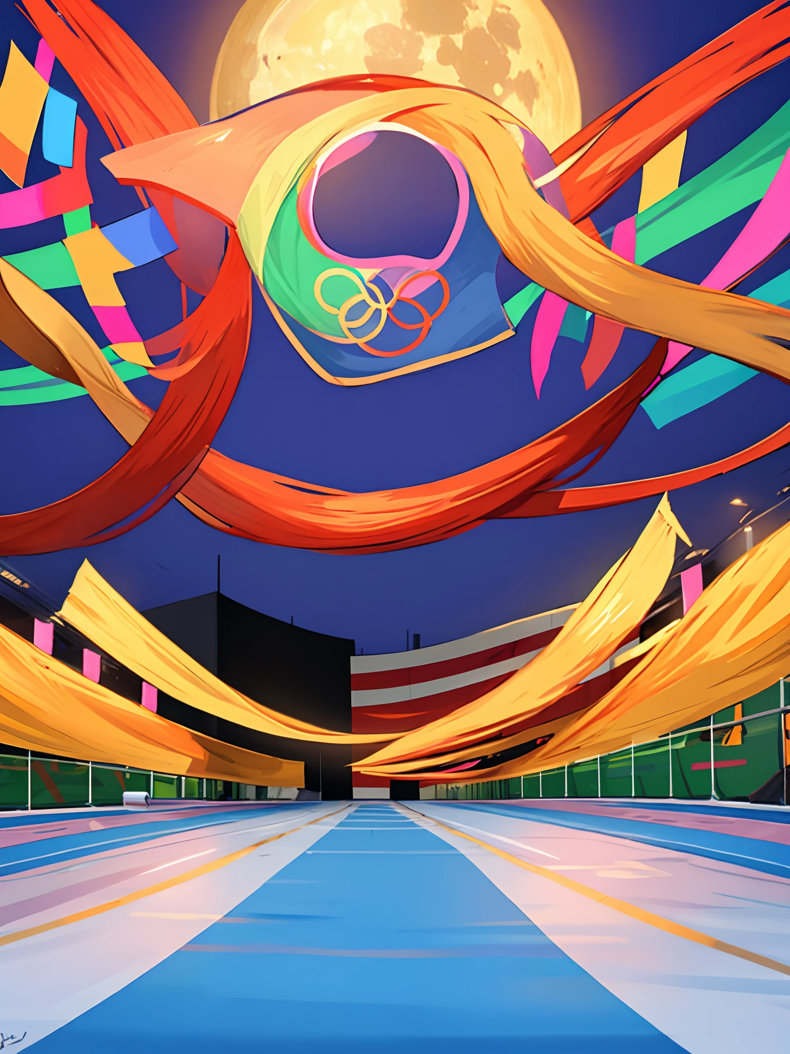 The Olympic Games coincide with the National Day and Mid-Autumn Festival，photography of，16k，scenecy，Olympic Games，No characters