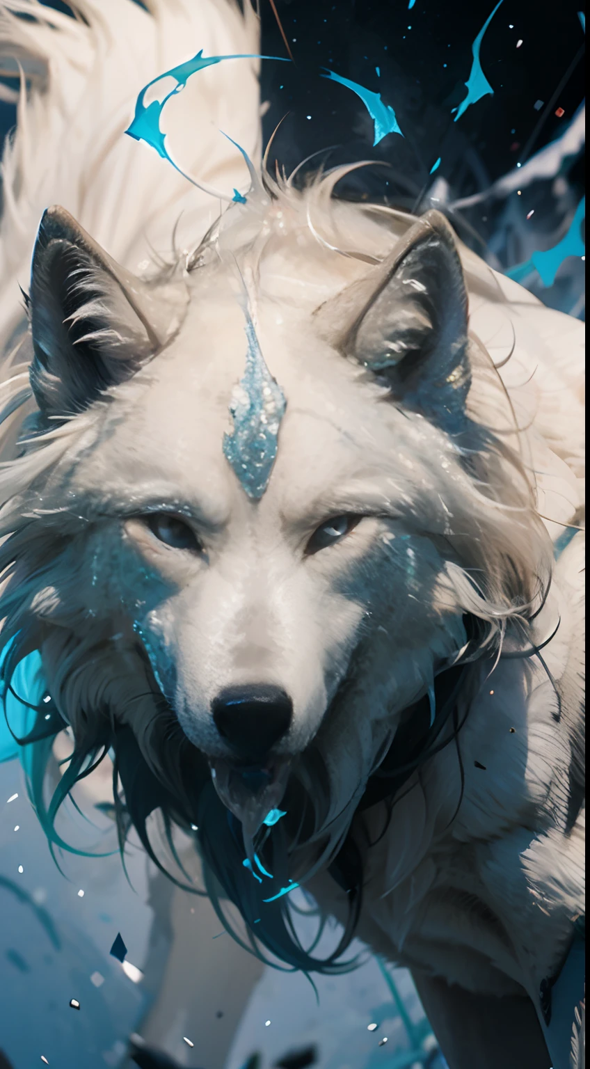 Arctic wolf,blue colors,clove,white colors,high-quality wallpaper