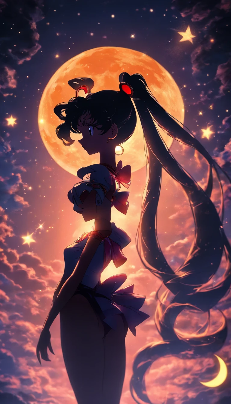 (Silhouette art,)(sailor moon),twintails,
(((arte em papel cortado,A world where only black exists:1.3),
(Full body shot),1lady,Solo,willowy body,Slim body,
(JK,profile:1.2),White,Moonlight,The moon behind,Delicate legs,Delicate legs,Extremely long legs)),Slender,Beautiful legs,
sunder
(Dark moon)
Textured glass background,dreamy,psychedelic,
