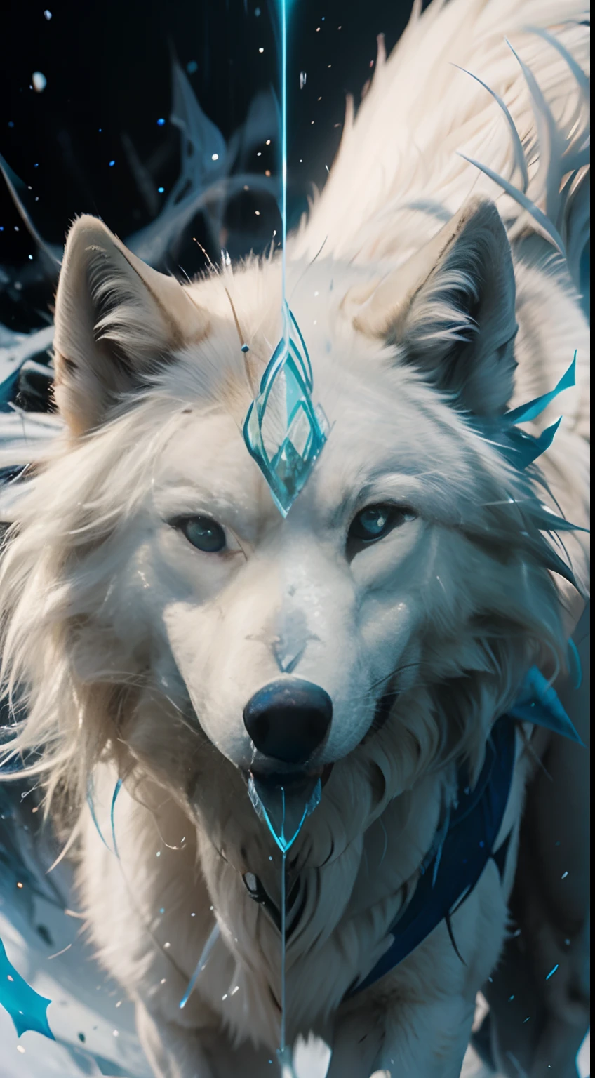 Arctic wolf，blue colors，clove，white colors，high-quality wallpaper