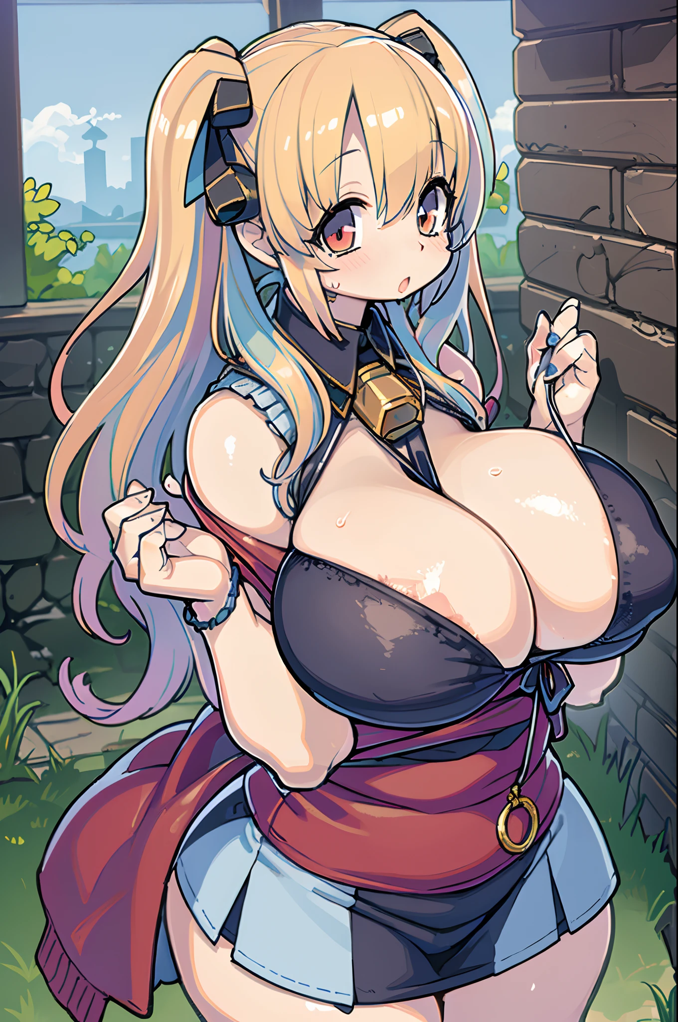 masutepiece, Best Quality, 1girl in, ?????????????, cleavage,, ?????? curtains,((((huge-breasted)))),、Chibi