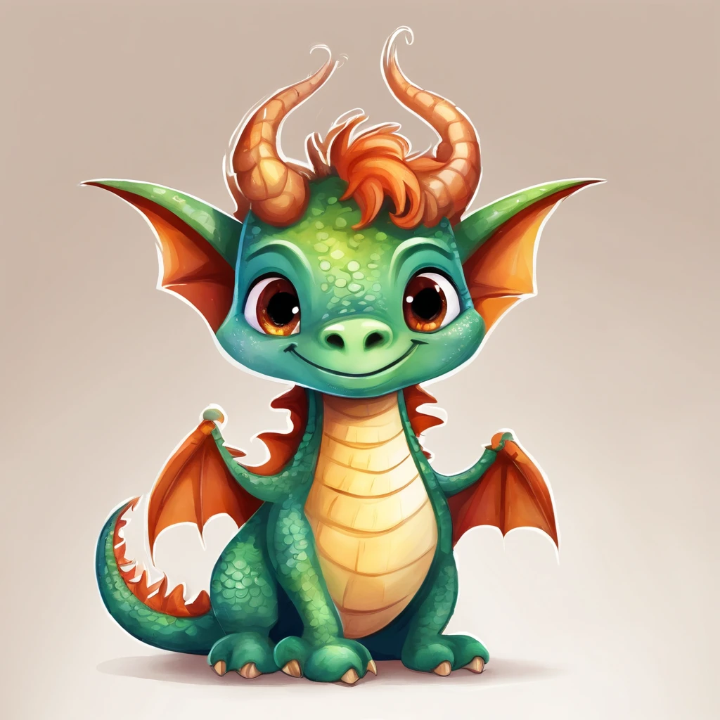 (cute little European Dragon:1.5),character design, sticker design, (cartoon:1.3),(chibi:1.2),(pixar style:1.2),(cute expression:1.1),(big eyes:1.1),(watercolor:1.1),(separated from white background:1.1)
