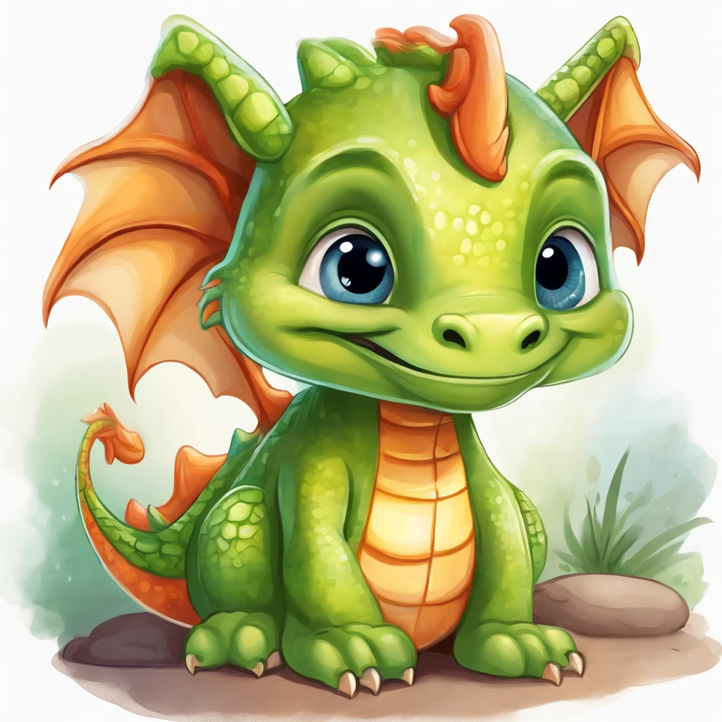 (cute little European Dragon:1.5),character design, sticker design, (cartoon:1.3),(chibi:1.2),(pixar style:1.2),(cute expression:1.1),(big eyes:1.1),(watercolor:1.1),(separated from white background:1.1)