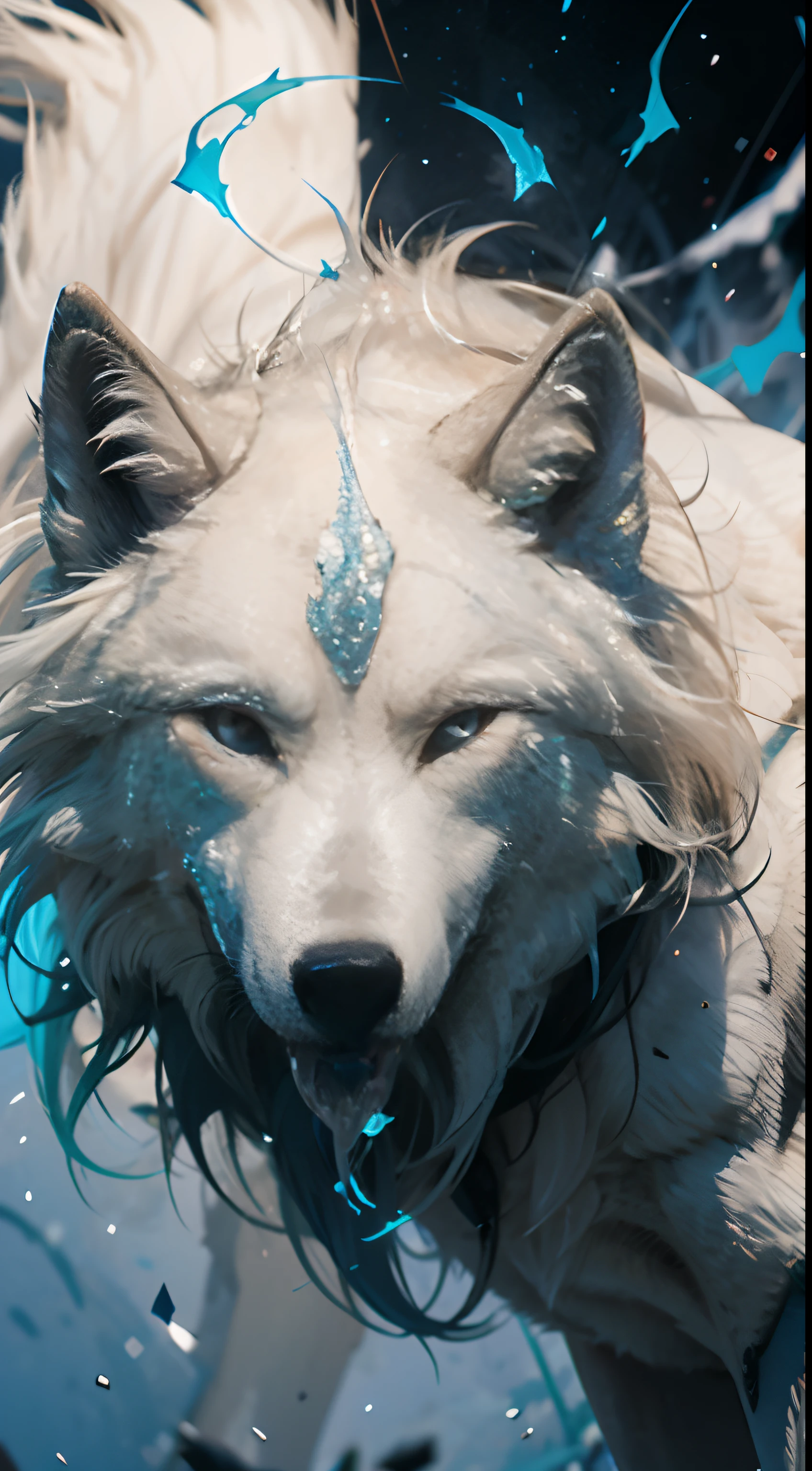 Arctic wolf，blue colors，clove，white colors，high-quality wallpaper