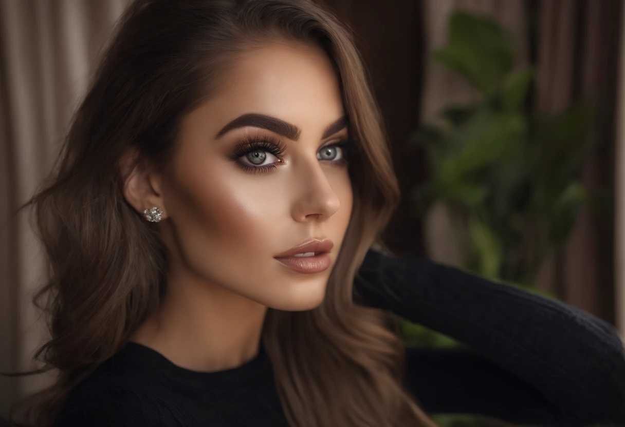 Arafed Mujer totalmente , Chica sexy con ojos marrones, ultra realista, meticulosamente detallado, Retrato Sophie Mudd, brown hair and large eyes, selfie de una mujer joven, Ojos de Dubai, Violeta Myers, sin maquillaje, Maquillaje natural, staring directly into camera, cara con artgram, maquillaje sutil, Impresionante foto de cuerpo completo arrodillado en la cama, En el dormitorio, Medium to large size bust