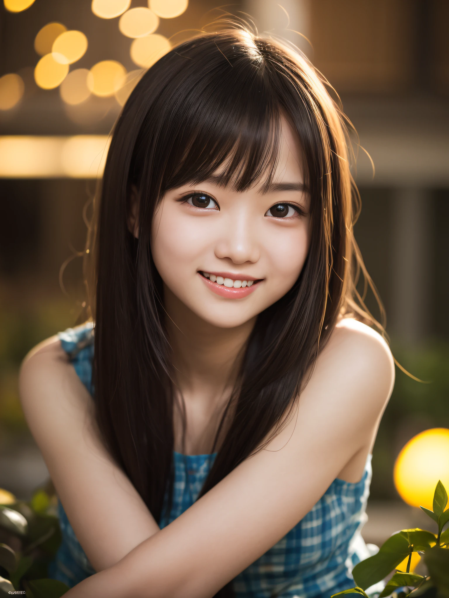 masutepiece, Best Quality, 8K, , Teen, Raw ph absurderes, award winning portrait, Solo, Night, neons, Idol face, violaceaess, gardeniass, Delicate girl, Upper body, Digital SLR, Looking at Viewer, Candid, Sophisticated, zora々Right, Smile, Thin arms, Professional Lighting, Film grain, chromatic abberation, (Eyes and faces with detailed:1.0), (Bokeh:1.1),twintails hair style,