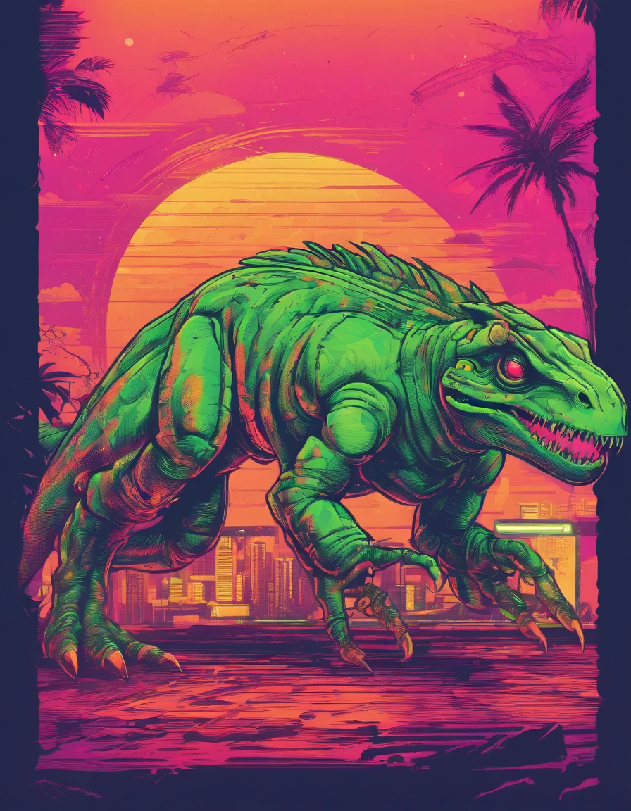 (highres, best quality:1.2), radiance, soft contours, green dinosaur, simple style, sketch, carrot