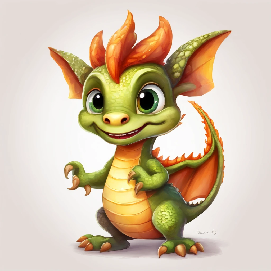 (cute little European Dragon:1.5),character design, sticker design, (cartoon:1.3),(chibi:1.2),(pixar style:1.2),(cute expression:1.1),(big eyes:1.1),(watercolor:1.1),(separated from white background:1.1)