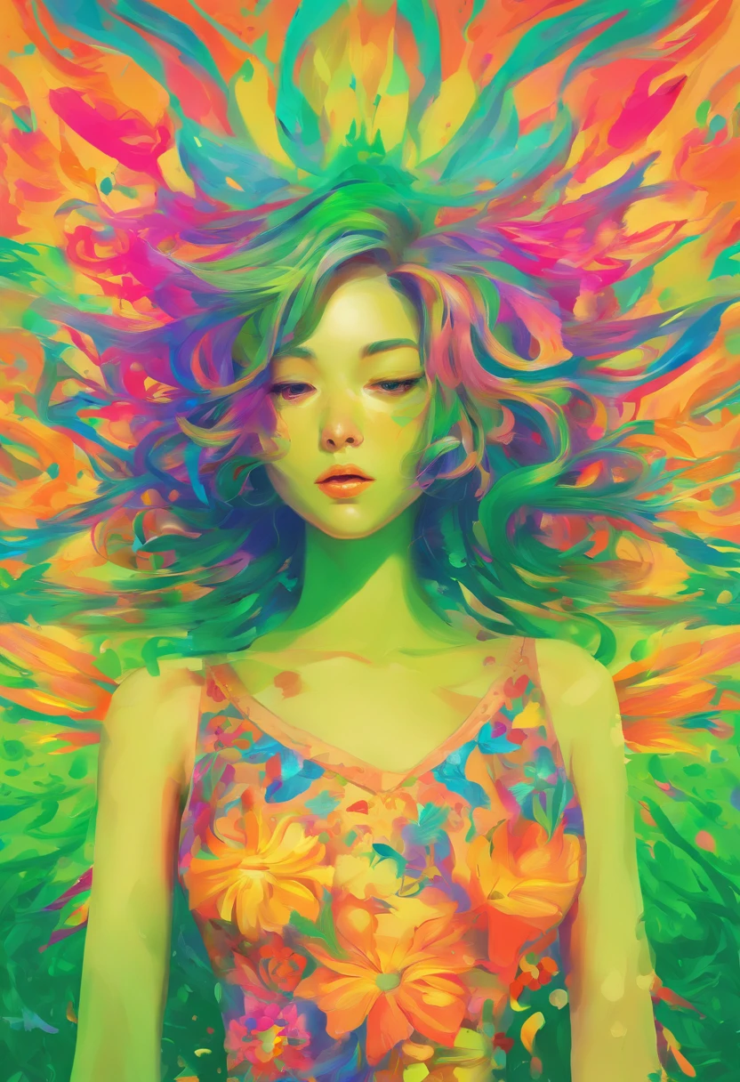 ((top-quality, 8K)), (Realistic), (Face Focus: 1.1), (green grass: 1.3), Kawaii Girl, short-hair,
Hair fluttering in the wind, Facing to the side, Look up at your face, Eyes closed, (Sleeveless: 1.1)、Skirt, D Cup Breasts,Countless petals