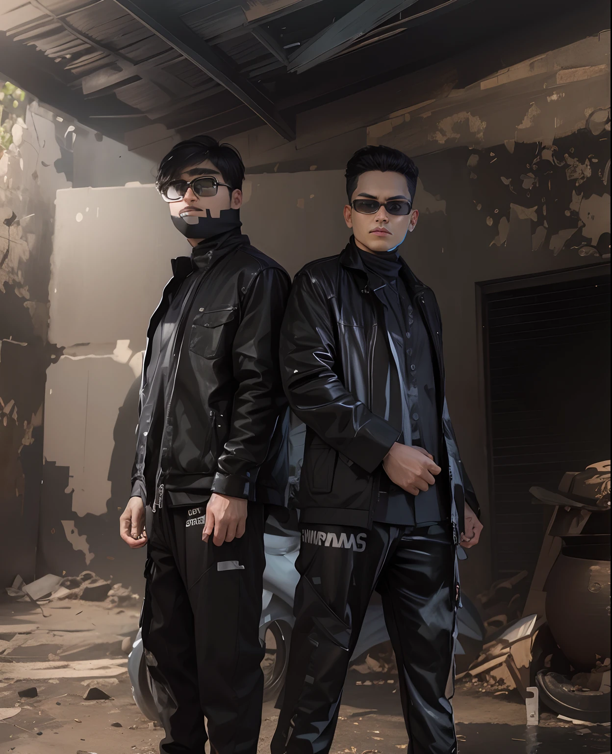 Enhance the photo with black clothes with real face