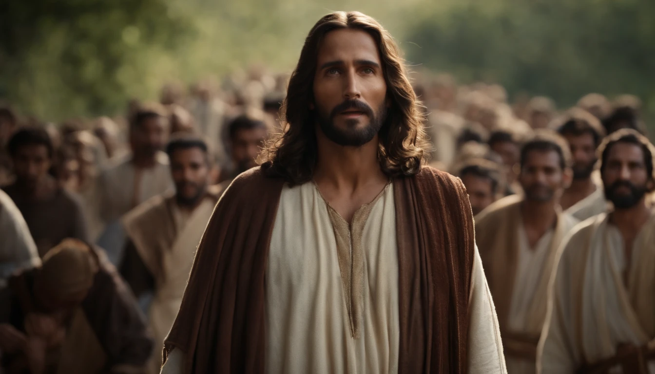 jesus cristo caminhando pela estrada, some disciples go with him, um homem quer conversando com jesus