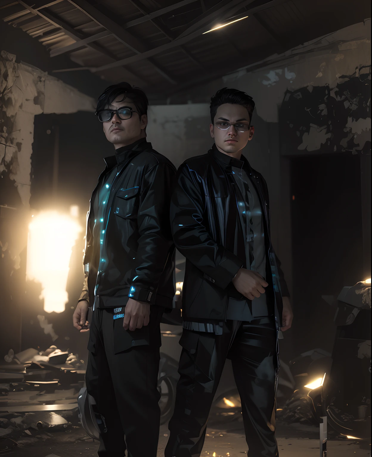 Enhance the photo look with glow light effect with black clothes in real face