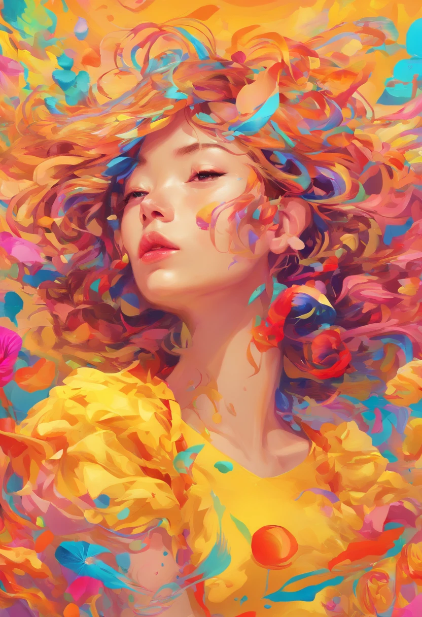 ((top-quality, 8K)), (Realistic), (Face Focus: 1.1), (amarelo: 1.3), Kawaii Girl, short-hair,
Hair fluttering in the wind, Facing to the side, Look up at your face, Eyes closed, (Sleeveless: 1.1)、Skirt, D Cup Breasts,Countless petals are falling