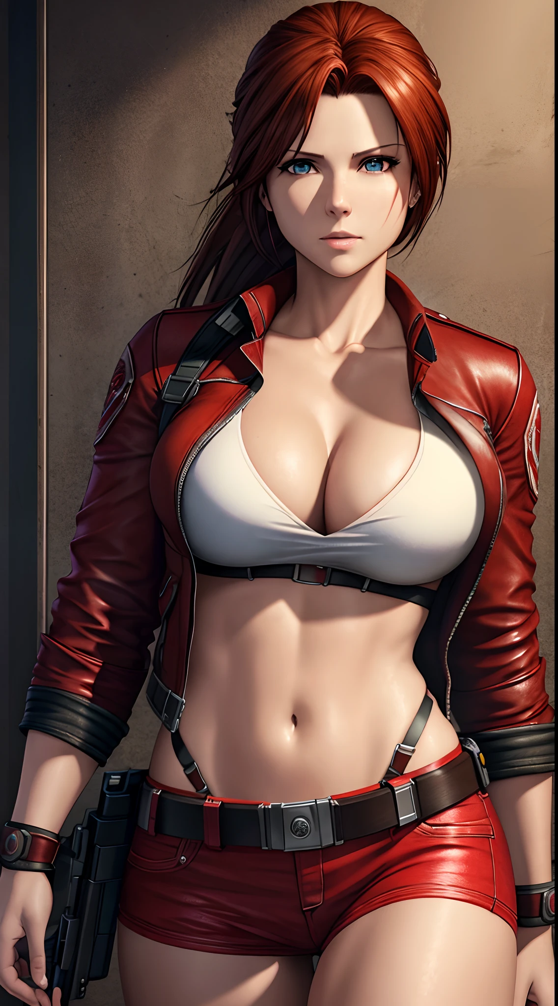 Claire Redfield, masterpiece, 8k, HDR, UHD, extreme detail quality, full body portrait, looking at viewer,