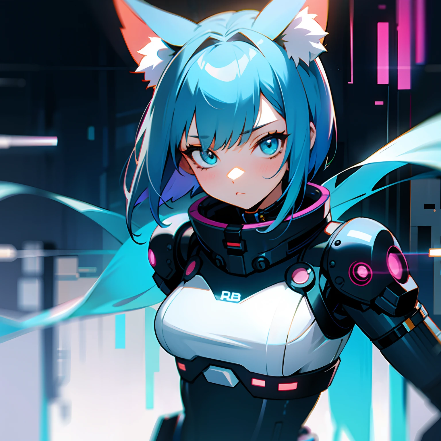 (vintage vhs), (crt screenshot), (Zen, Amy Sol style),  (((blue anthro kemono furry rabbit))), underground cavern shining flashlight in old ruins, scene from a show about a blue anthro furry kemono rabbit who investigates deep space crime, (vast decrepit scenery:1.2) blame! style, nightmarish illustration, glowing eyes everywhere, intense eye contact, hybrid human / anthro, electrixbunny, rabbit anthro portrait, ((portrait)), bunnypunk, weirdcore voidpunk fursona, wearing bunny ears, cover art with light abstraction, abstract, simple vector art, contemporary Cybernetic art, color gradients, soft color palettes, layered forms, whimsical animation, style Ethereal abstract, 4K, --v6