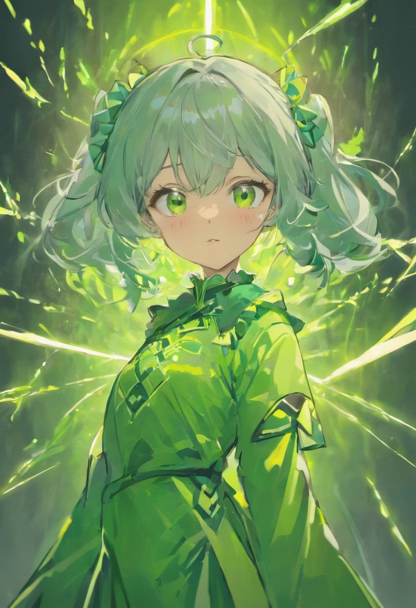 Luo_tianyi,Green eyes,(masterpiece),(best quality), highres, game_cg,Grey hair,solo,