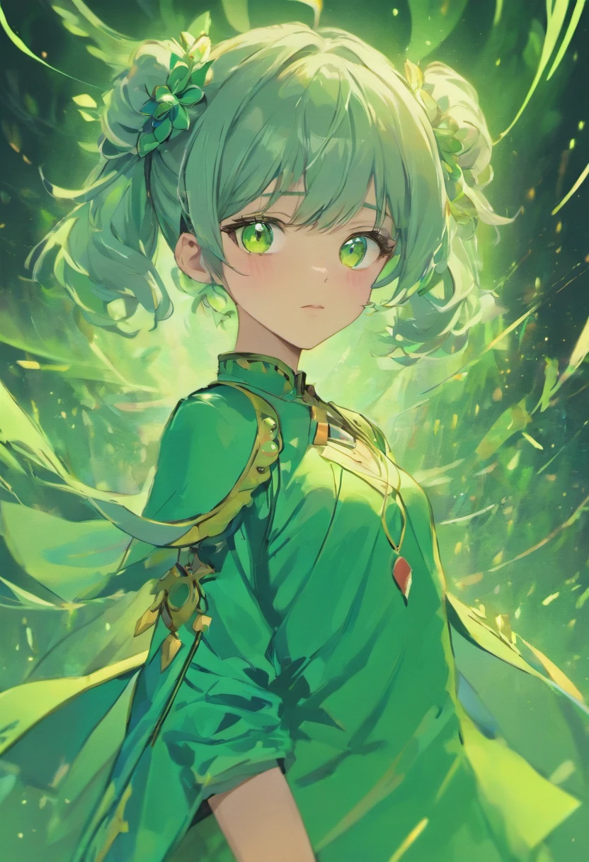 Luo_tianyi,Green eyes,(masterpiece),(best quality), highres, game_cg,Grey hair,solo,