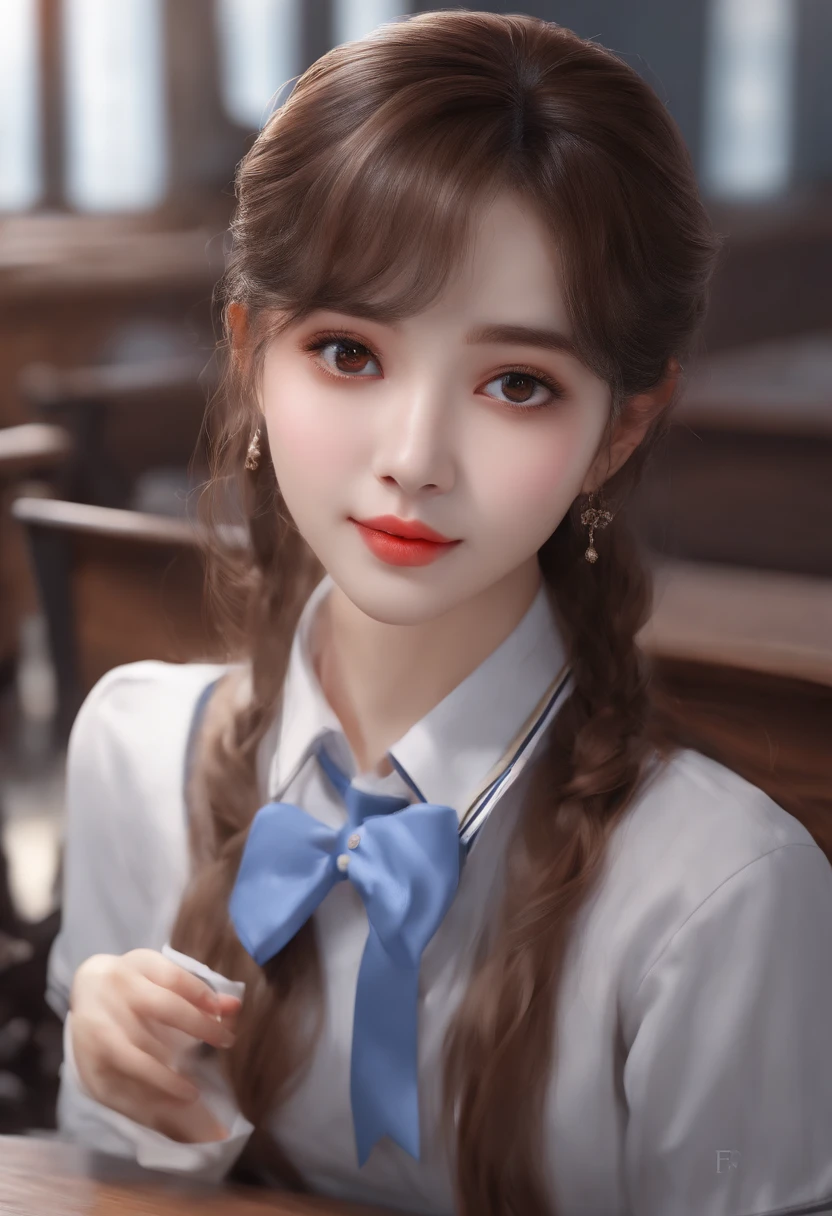 (hyperrealistic), (8K), (extremely detailed), (best illustration), (beautiful detailed eyes), (best quality), (ultra-detailed), (masterpiece), (wallpaper), (detailed face), solo, 1 girl, one-hour drawing challenge, wet sweat, (school uniform:1.3), looking at the audience, exquisite details, detailed faces, ,pureerosfaceace_ v1,