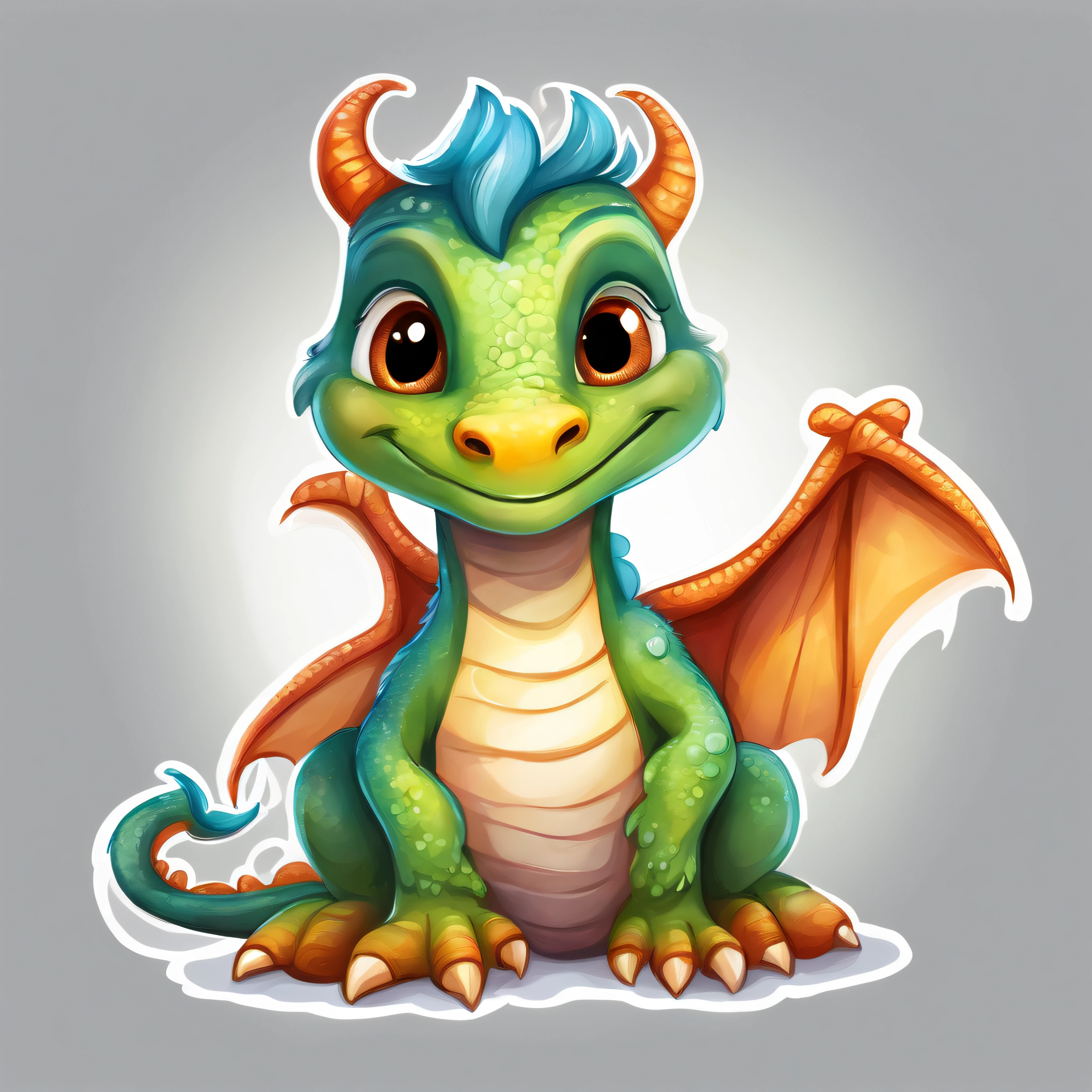 (cute little European Dragon:1.5),character design, sticker design, (cartoon:1.3),(chibi:1.2),(pixar style:1.2),(cute expression:1.1),(big eyes:1.1),(watercolor:1.1),(separated from white background:1.1)