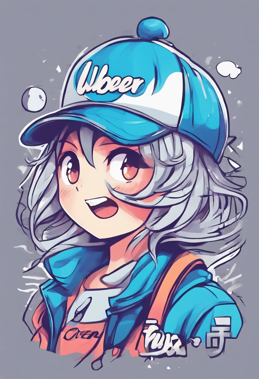 Logo-style illustration、Uber Eats Delivery Man、American comic、animesque、comics、comic ?????、gag、Image Character、Unification of characters、Mascot character、humor、Blue bird hat