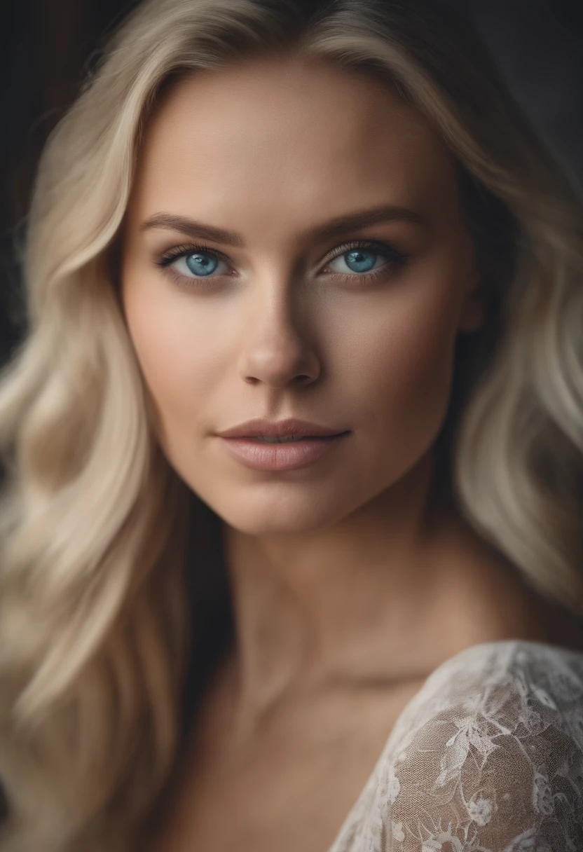 attractive cute blonde woman with blue eyes