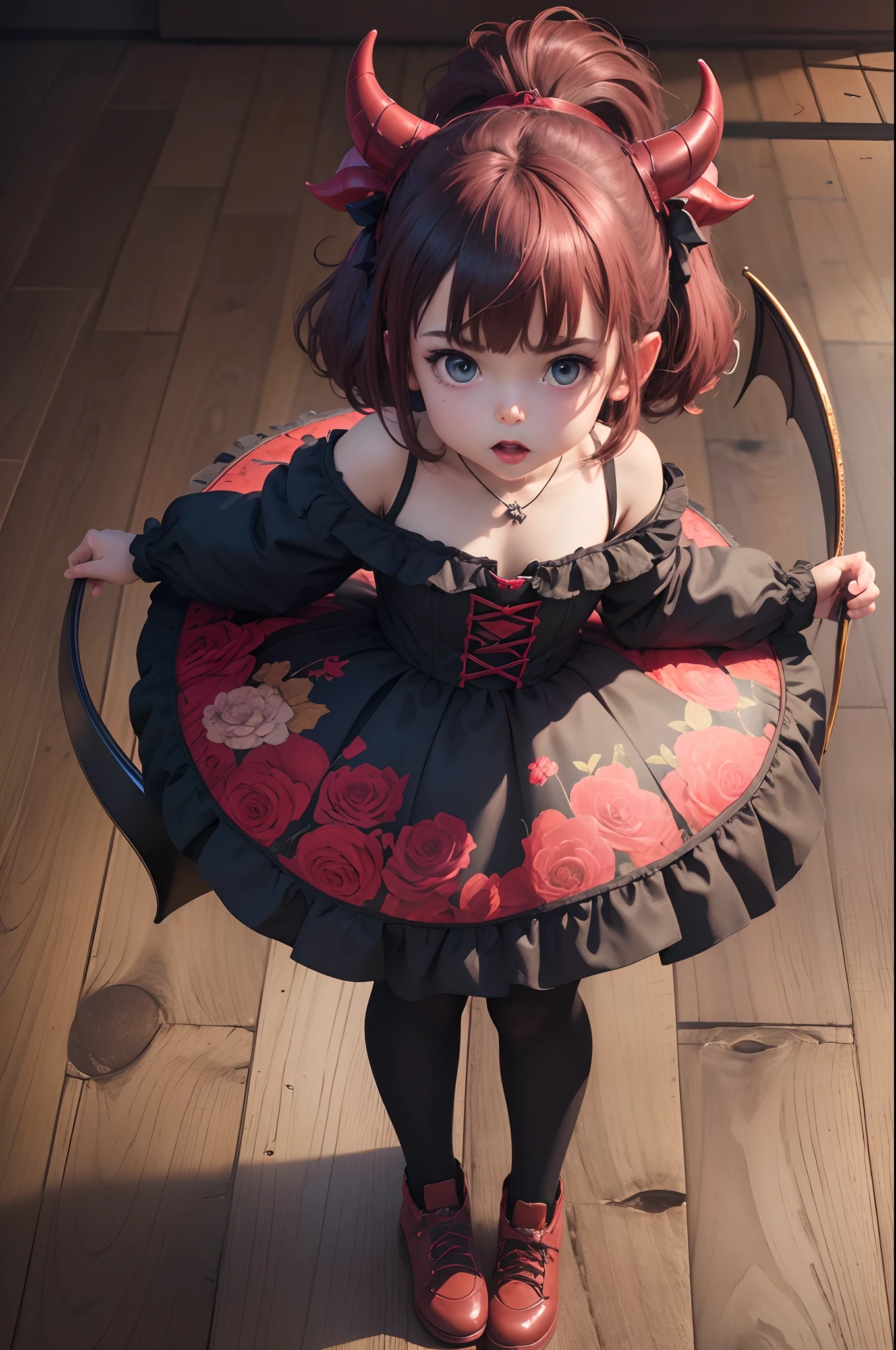 (best quality,4k,8k,highres,masterpiece:1.2),ultra-detailed,Little Devil Girl, age 10