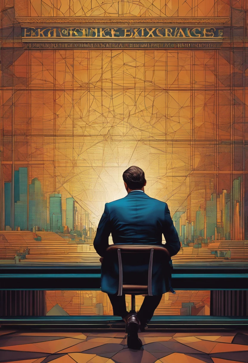 Geometric drawing of an investor on the stock exchange