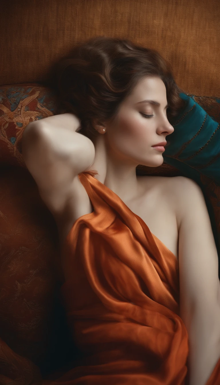 woman sleeping on the side, detail on the ear
