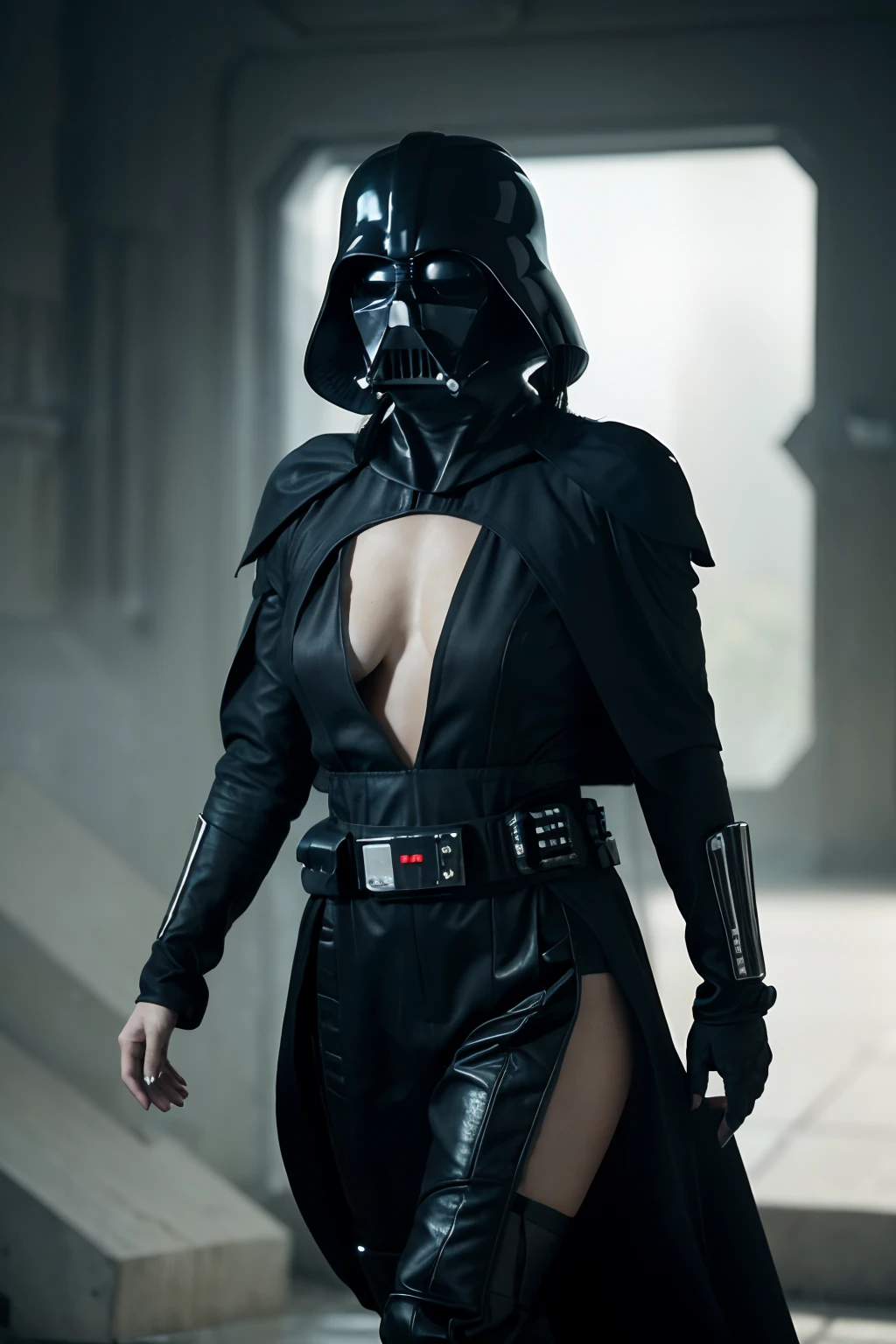 ((Stana Katic as Darth Vader in Starwars, Starwars movie scene, wearing sexy darth vader armor, walking)), (((show face))), (dynamic pose), ( nippin, cleavage), (hyper realistic:1.4), (realistic:1.3), (best quality real texture skin), full body, (Cinematic Light), highly detailed skin, skin pores, (highly detailed face:1.1), (highly detailed eyes:1.1), realistic pupils, (perfect anatomy:1.1), (perfect proportions:1.1), (photography:1.1), (photorealistic:1.1), volumetric lighting, dynamic lighting, real shadows, (highres:1.1), sharp focus, daylight, (realistic, hyperrealistic:1.4), intricate, high detail, dramatic, subsurface scattering, big depth of field, vivid, polished, sharpened, ((full Sharp)), (extremely absurdres),8k hdr,