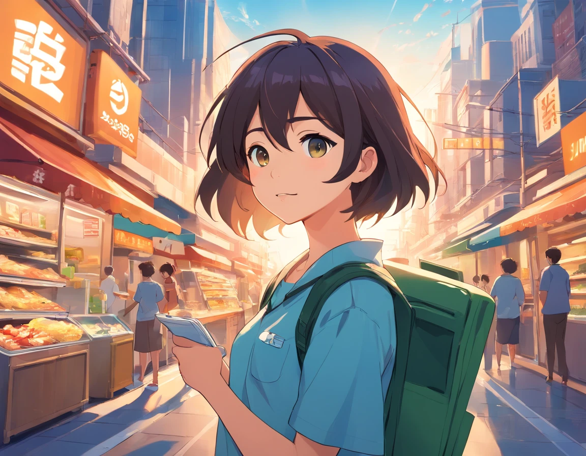 Logo-style illustration、Uber Eats Delivery Man、American comic、animesque、comics、comic strip、gag、Image Character、Unification of characters、Mascot character、humor、