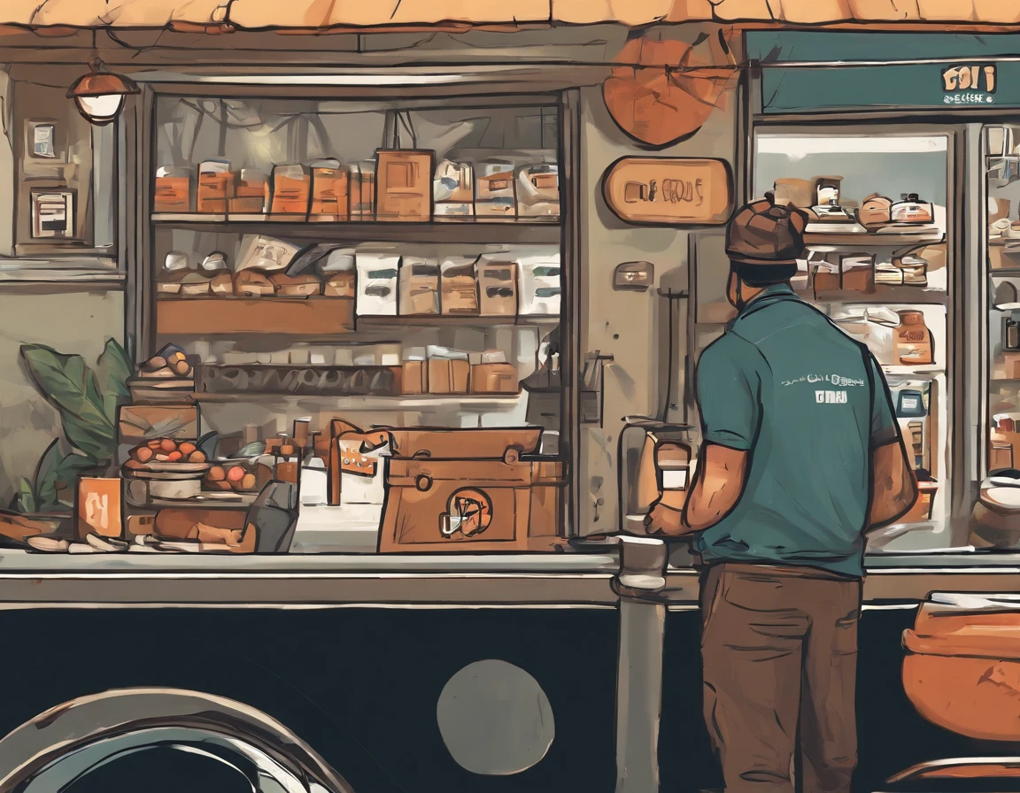 Logo-style illustration、Uber Eats Delivery Man、American comic、animesque、comics、comic strip、gag、Image Character、Unification of characters、Mascot character、humor、