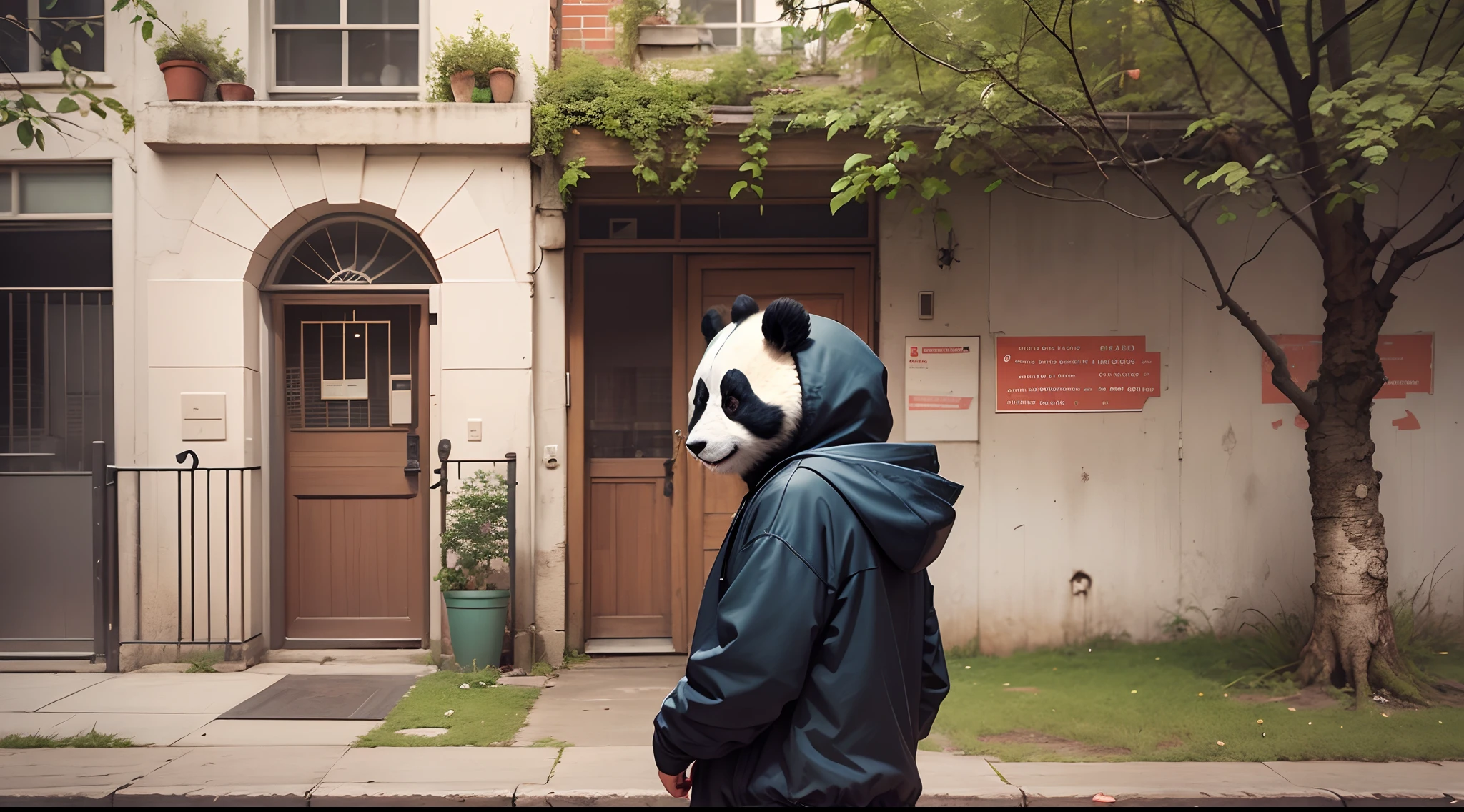 a panda wearing hoodie --auto --s2