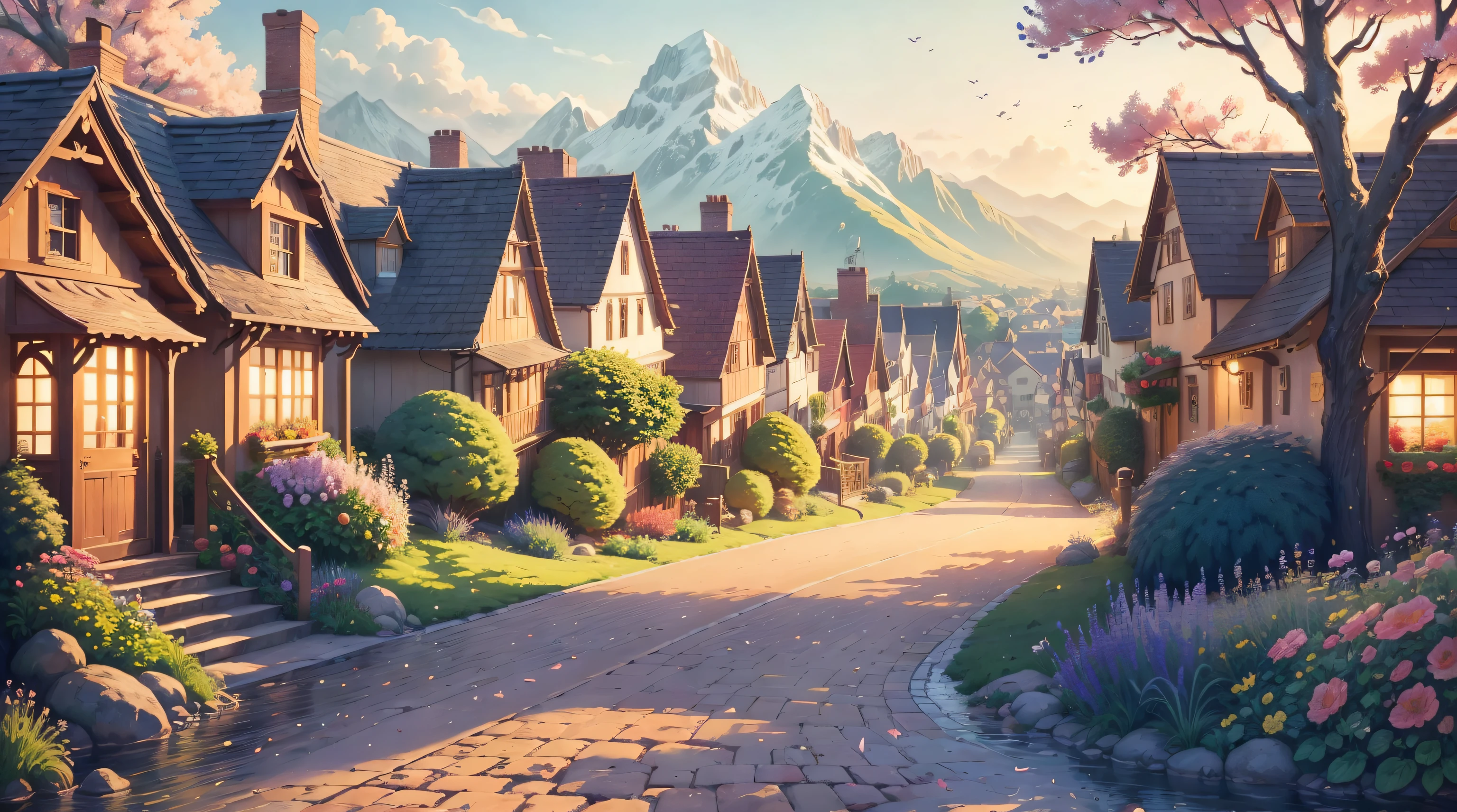 (best quality,4k,8k,highres,masterpiece:1.2),ultra-detailed,(realistic,photorealistic,photo-realistic:1.37),quaint village,remarkable girl Luna,rolling hills,fascinating background,ethereal beauty,long flowing hair,sparkling eyes,innocent smile,golden sunlight,peaceful atmosphere,serene ambiance,lush greenery,charming houses, cozy alleys,happy residents,bustling market,flower-filled gardens,pebble pathways,colorful blooms,happy chirping birds,faint scent of lavender,gentle breeze,tranquil surroundings,warm summer day,crystal-clear streams,snow-capped mountains,far in the distance,breathtaking panoramic view,joyful laughter,playful children,friendly neighbors,enchanting charm,magical aura,hidden wonders,old-fashioned charm,timeless appeal,nostalgic feeling,whimsical details,everything comes alive,like a fairytale,celebration of life,vibrant energy,inspiring dreams,limitless possibilities.