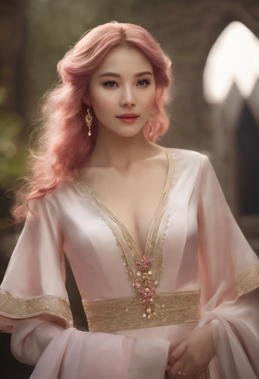 Best quality, Masterpiece, A high resolution, 1girll,china dress,hair adornments,necklace, jewelry,Beautiful face,after sexing_Body, Tyndall effect,Photorealistic, Dark Studio, rim lit, twotonelighting,(highdetailskin:1.2), 8K UHD, Digital SLR, Soft lighting, High quality, voluminetric lighting, candid, photographed, high resolution, 4K, 8K, Bokeh, Pink hair, ,