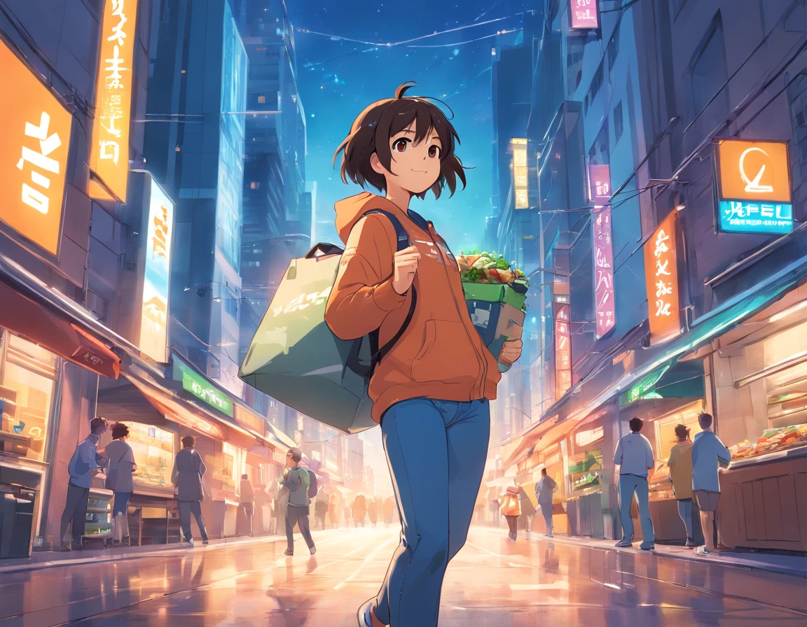 Logo-style illustration、Uber Eats Delivery Man、American comic、animesque、comics、comic strip、gag、Image Character、Unification of characters、Mascot character、humor、