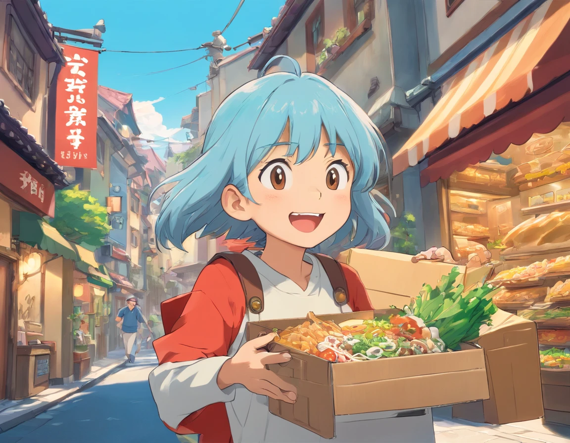 Logo-style illustration、Uber Eats Delivery Man、American comic、animesque、comics、comic strip、gag、Image Character、Unification of characters、Mascot character、humor、