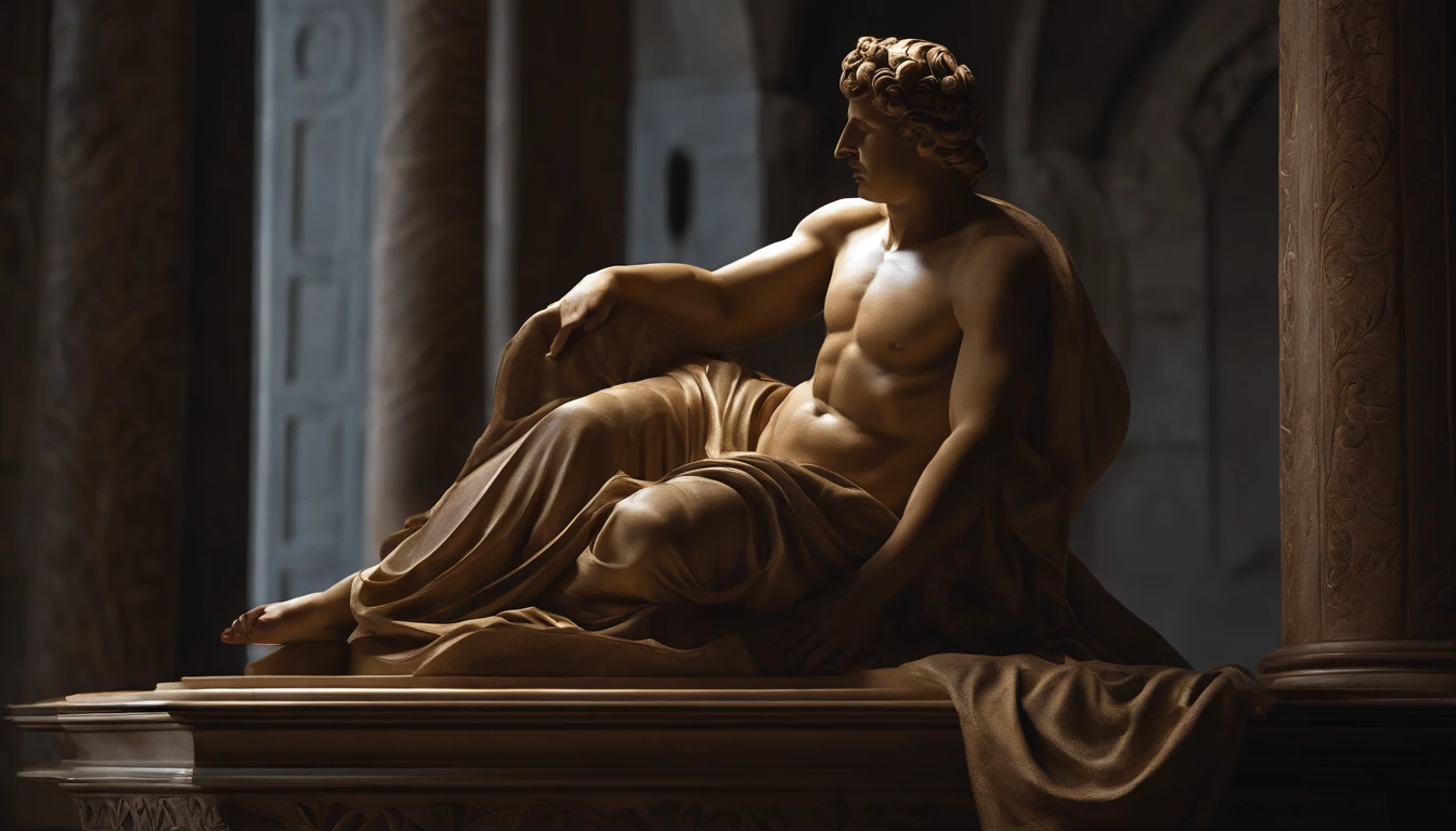Stoic statue of Greek philosopher, perfect composition, beautiful and intricate and insanely detailed octane rendering, trending on ArtStation, Fotografia de arte 8K, arte conceitual fotorrealista, Perfect cinematic light natural volumetric soft, Chiaroscuro, award-winning photography, master part, oil on the canvas, Raphael, Caravaggio, Greg Rutkowski, bipe, Beksinski, giger fundo preto