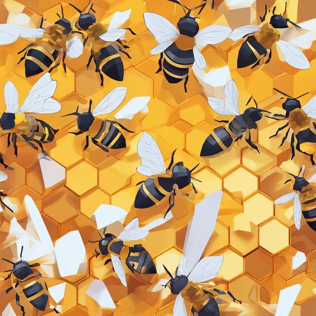Bees collect honey