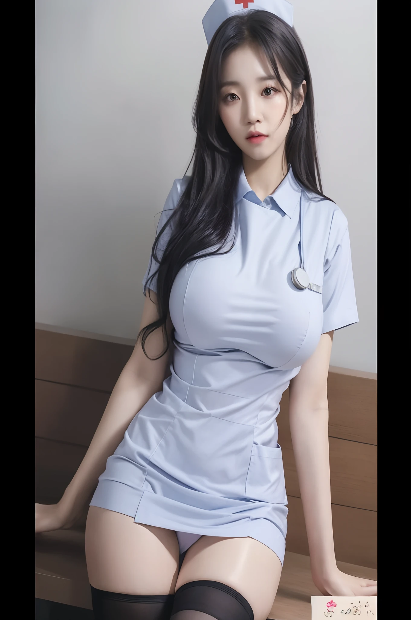 (masterpiece:1.3), (High resolution:1.1), Detailed beautiful face, Detailed beautiful, (huge breasts, gigantic breasts:1.4) a close up of a woman in a nurse uniform posing for a picture, nurse girl, japanese goddess, korean girl, nurse, close - fitting nurse costume, smooth white tight clothes suit, beautiful asian girl, japanese model, gorgeous chinese model, asian girl, korean woman, gorgeous young korean woman, beautiful south korean woman, sakimichan, (doctor)