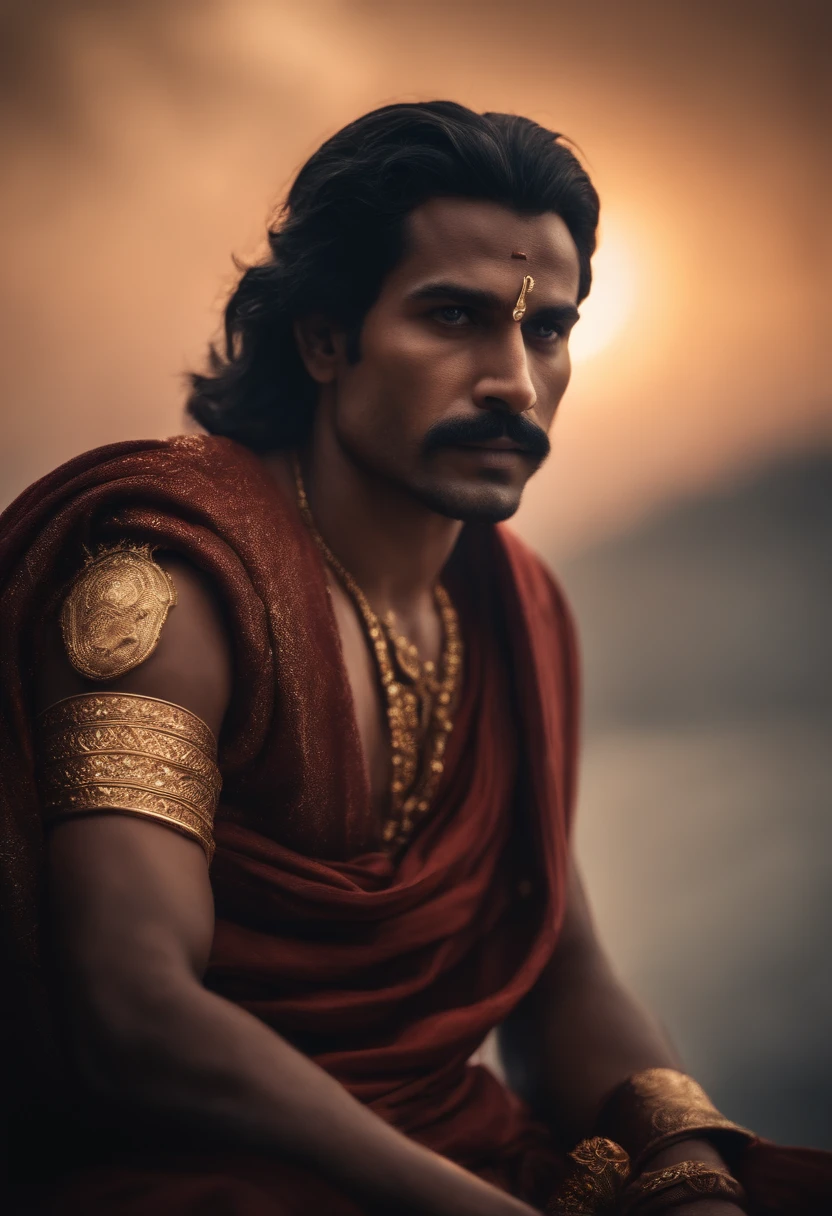 Portrait of a God, whit a shine sky