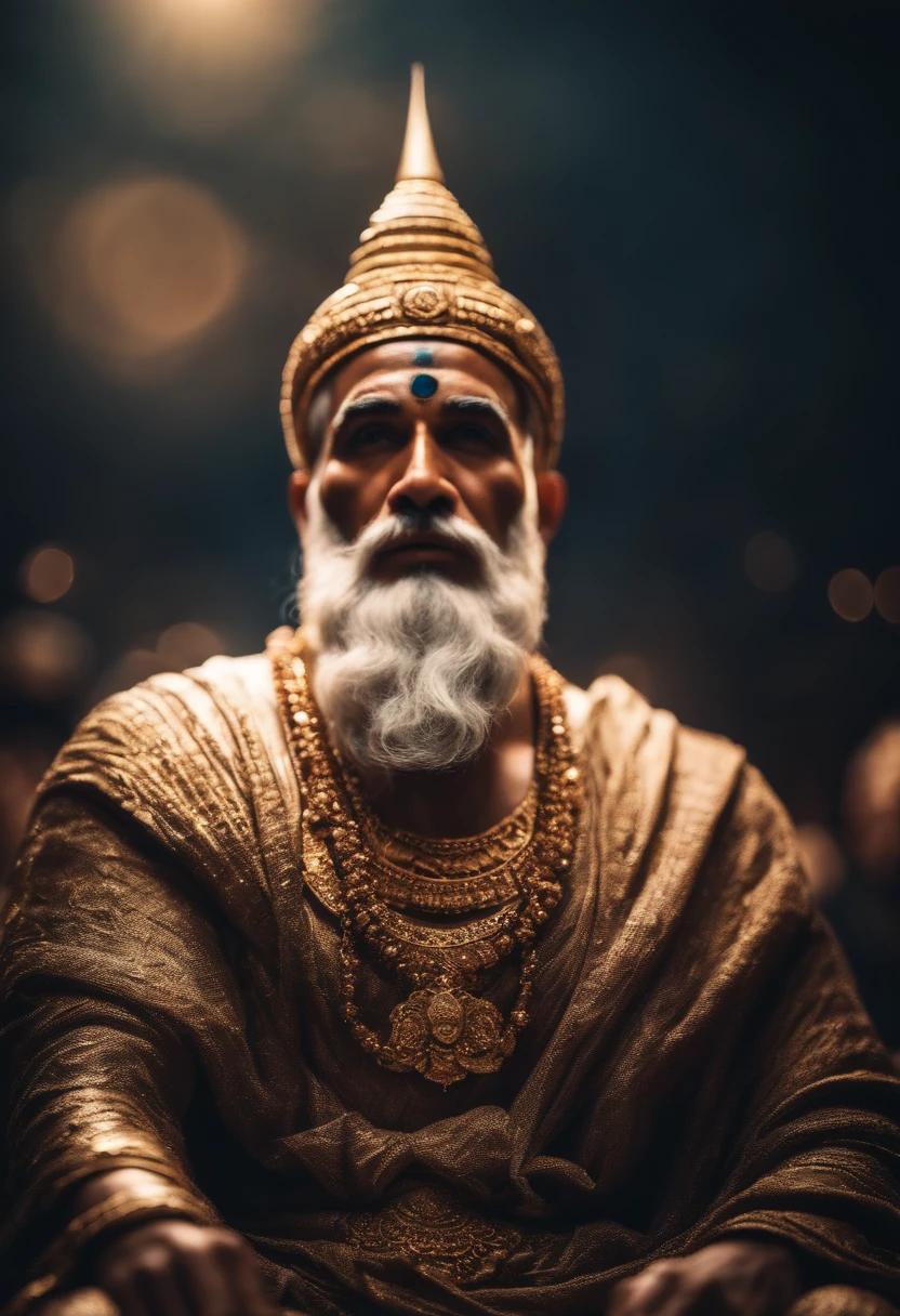 Portrait of a God, whit a shine sky