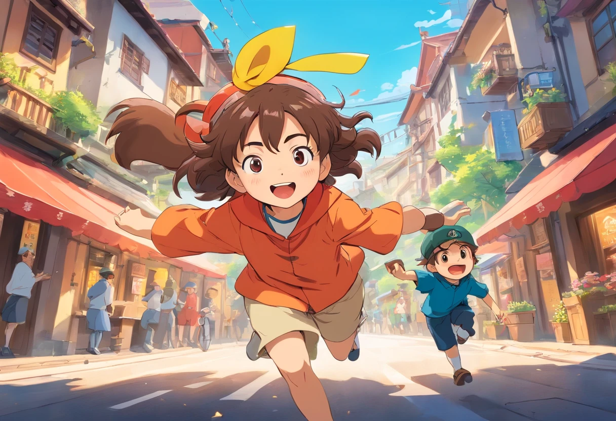 (highres:1.2), (anime:1.1), Uber Eats delivery person, comic, vibrant colors, dynamic action, mascot character, humorous, unified character design, logo-inspired illustration, energetic composition